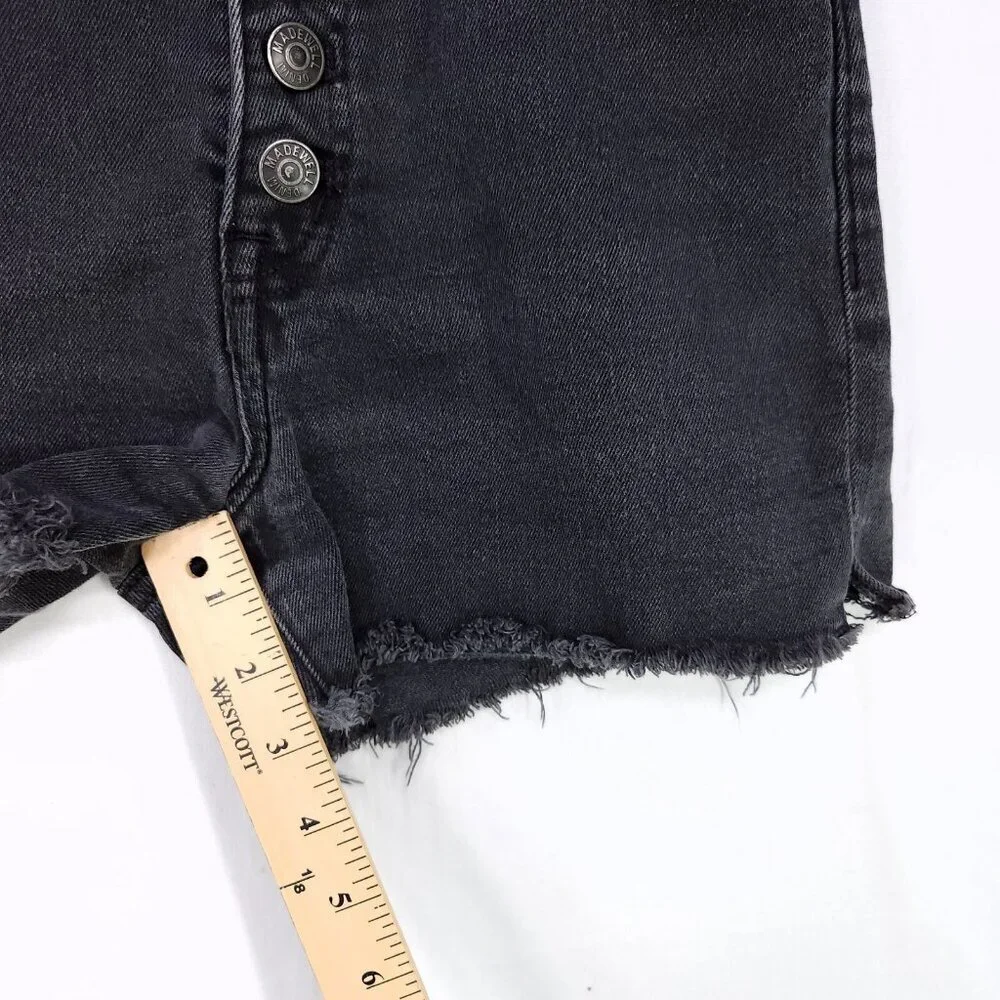 Madewell Denim Jean Shorts High Rise Womens Size 23 Cut Off Button Fly Black - Picture 8 of 10